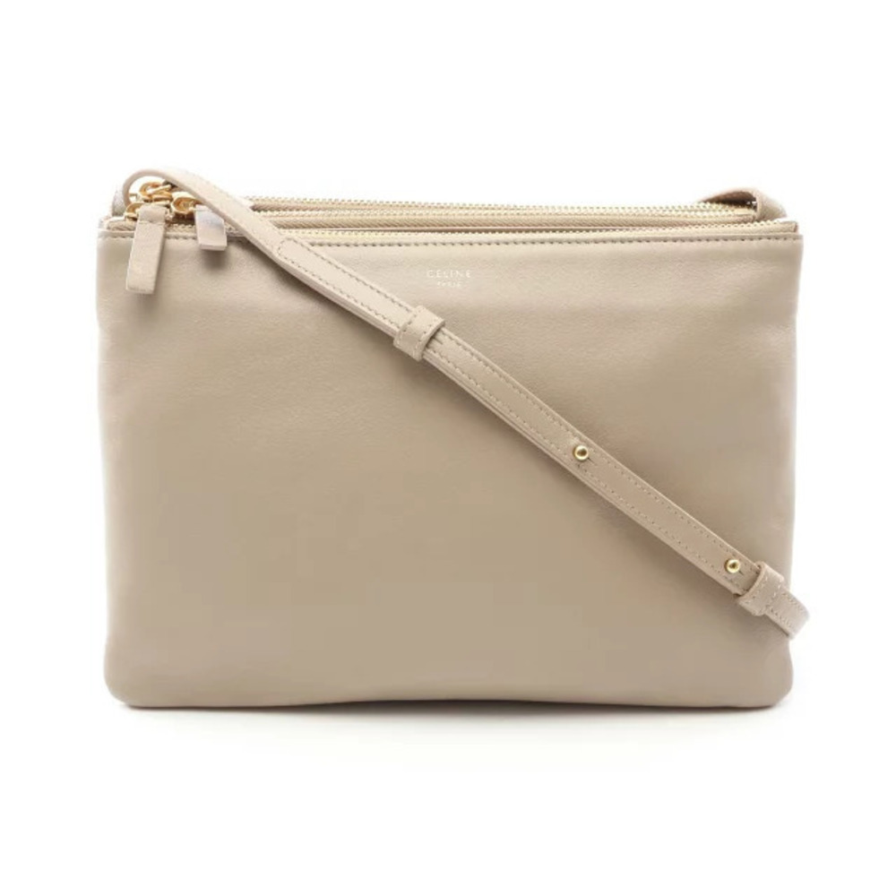 Celine Trio Crossbody Bag Leather Beige Cream